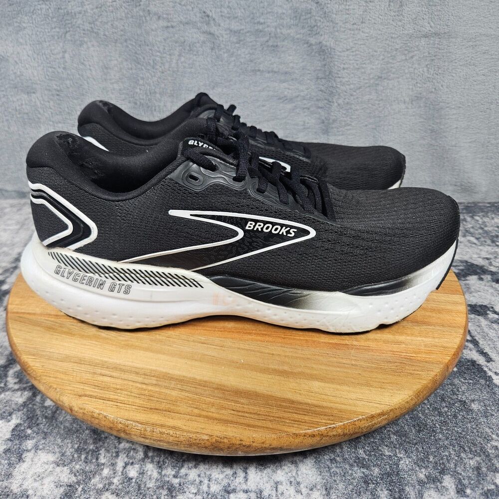 Brooks Glycerin GTS 21 Shoes Mens 9.5 EE Black White Athletic Running Walking
